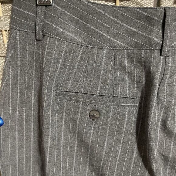 Chico’s Career Trousers Size 0 US 6 Gray Pinstripe Flat Front Mid Rise Flare NEW - Picture 5 of 9